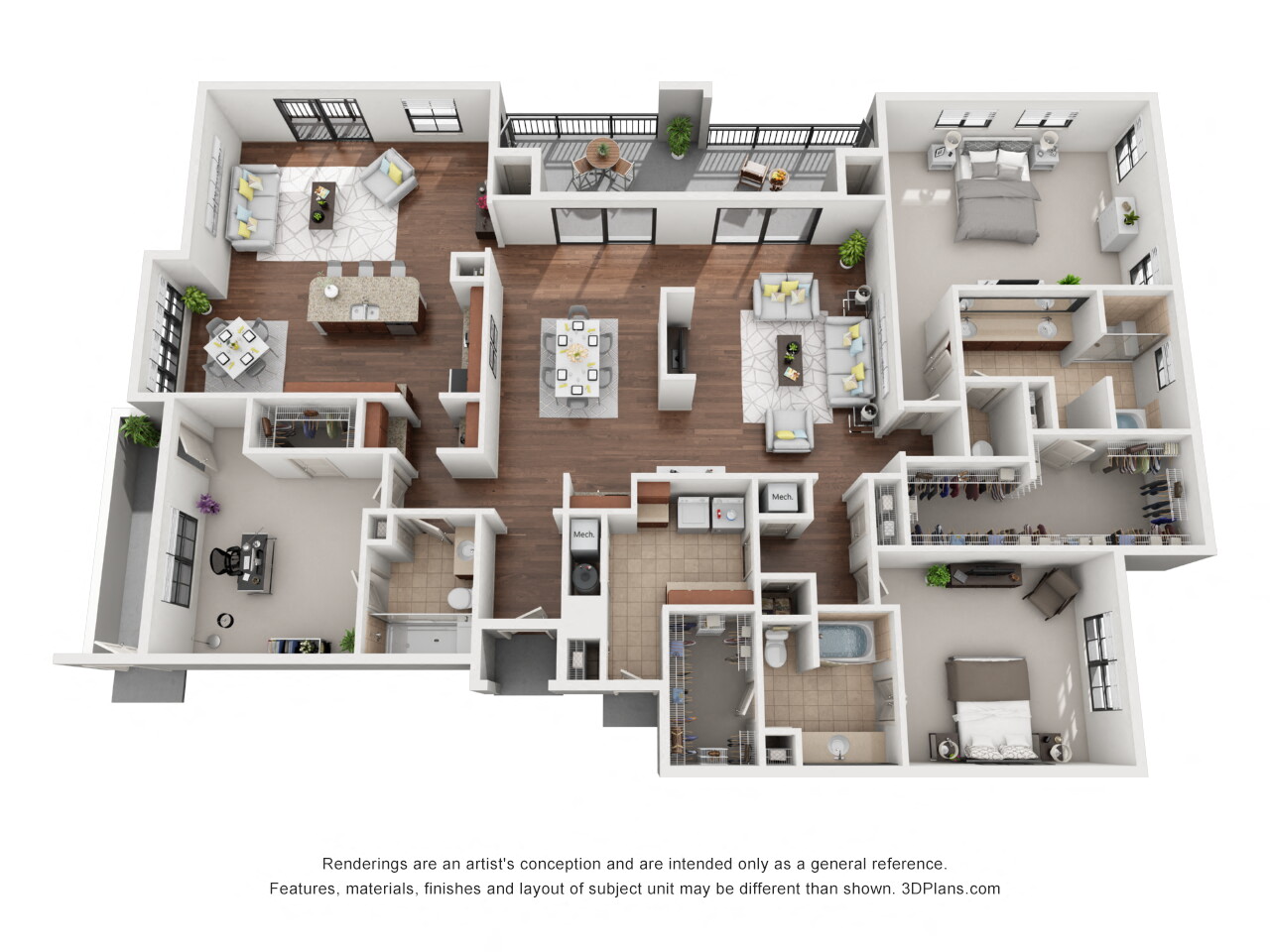 Floor plan for 3 beds, 3 baths, 2854 sqft